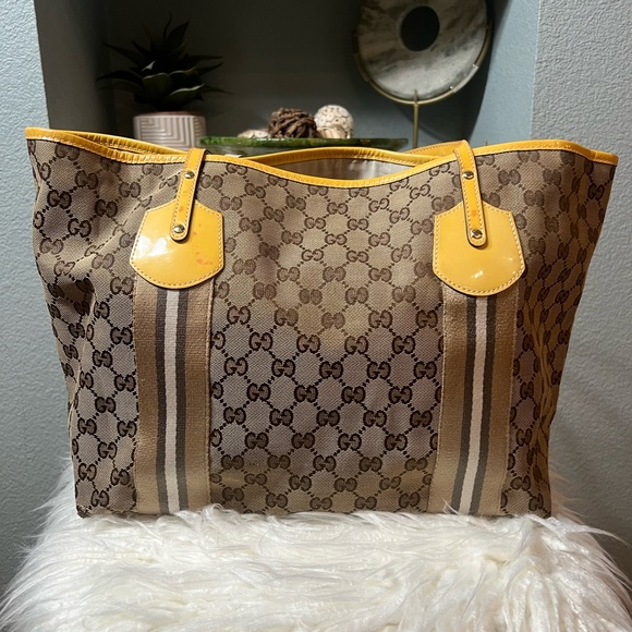 GUCCI GG Monogram Web Jolie Tote with charm Authentic - Picture 5 of 16